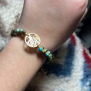 Nutri, green and gold tree bracelet